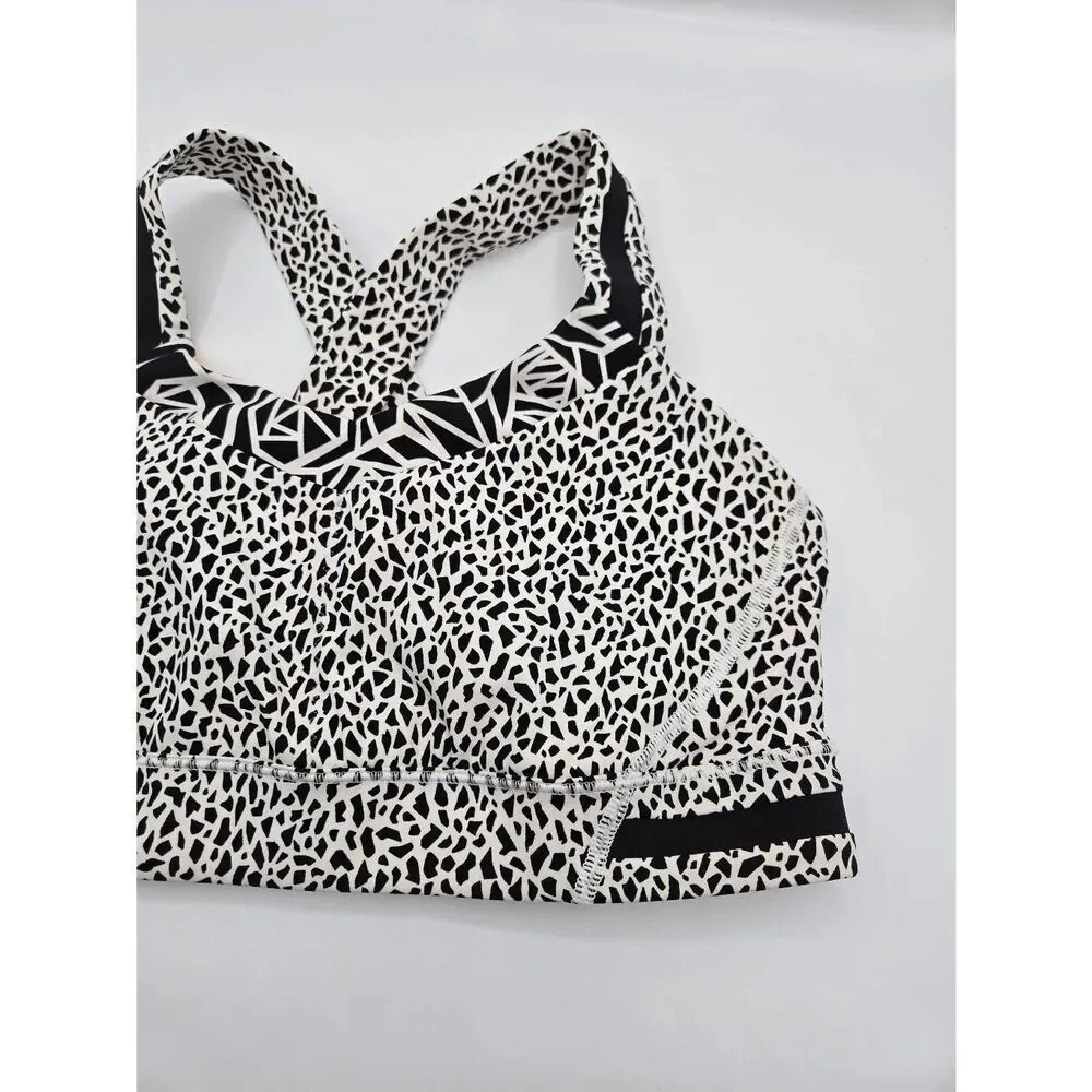 Lululemon Rack Pack Bra Miss Mosiac Size 6 White Posey Black